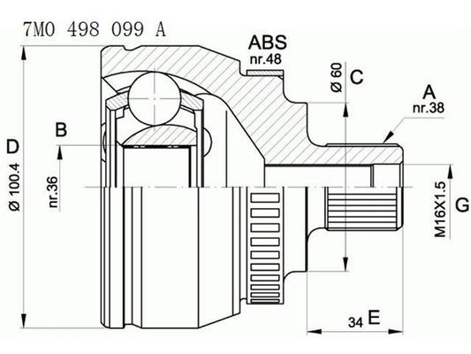 7M0498099A 변속기 부품 C.V 관절